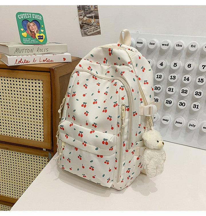 Floral Embellished Multi-Pocket School Backpack