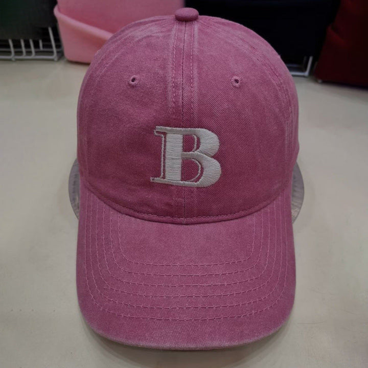 Women's Distressed Cotton Baseball Cap with Letter Embroidery Kalsten