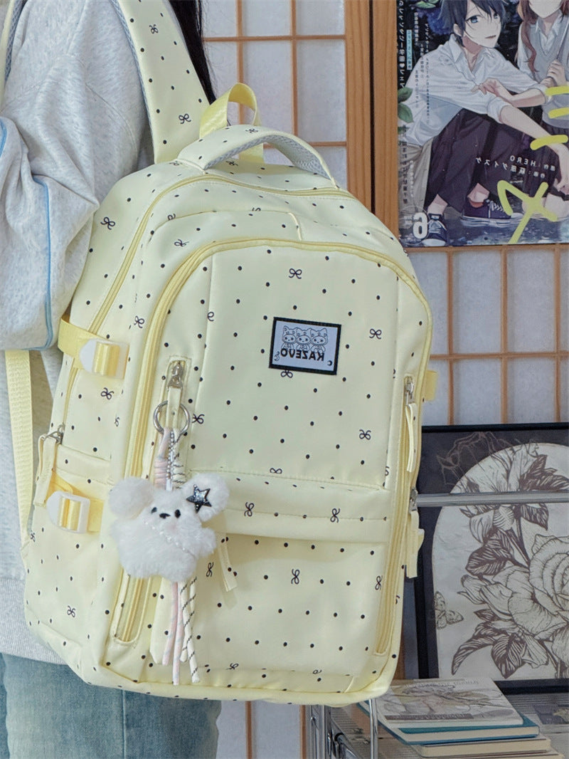 Multi-Compartment Geometric Patterned School Backpack