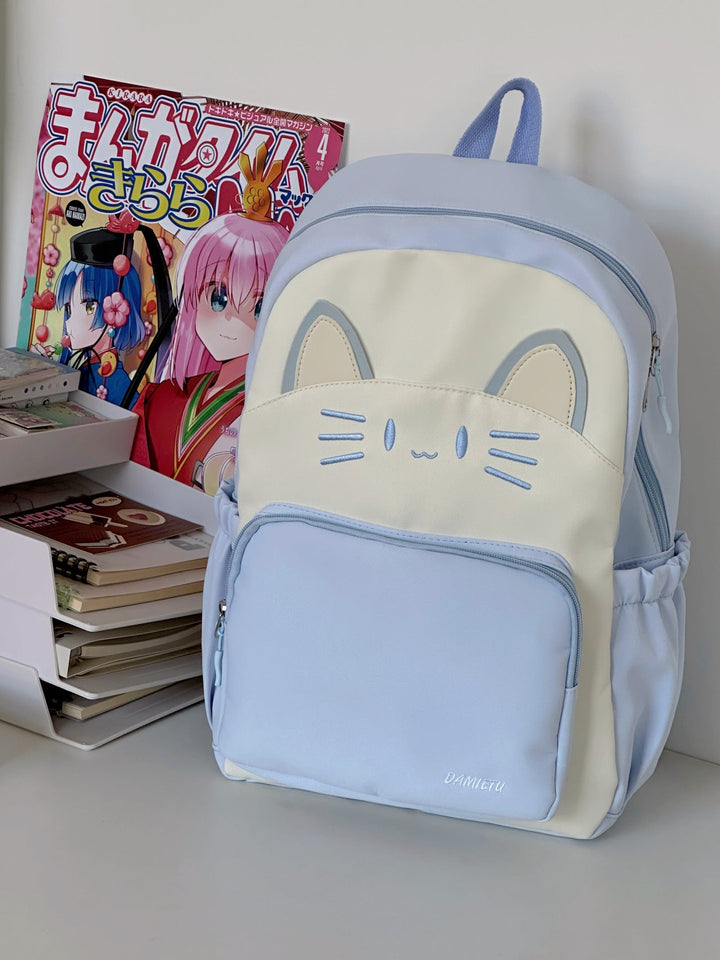 Cat-Embellished Lightweight School Backpack