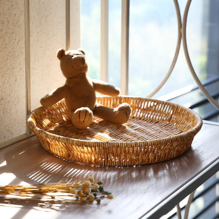 Unisex Round Bowl with Handwoven Rattan Kalsten
