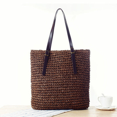 Braided Beach Bag with Sturdy Leather Handles Kalsten