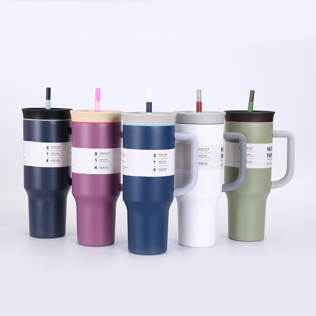 Ladies' insulated cup with practical drinking straw and ergonomic handle Kalsten