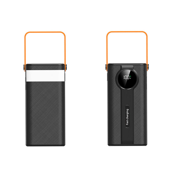 Portable power bank with ergonomic carrying handle and digital charge level indicator Kalsten