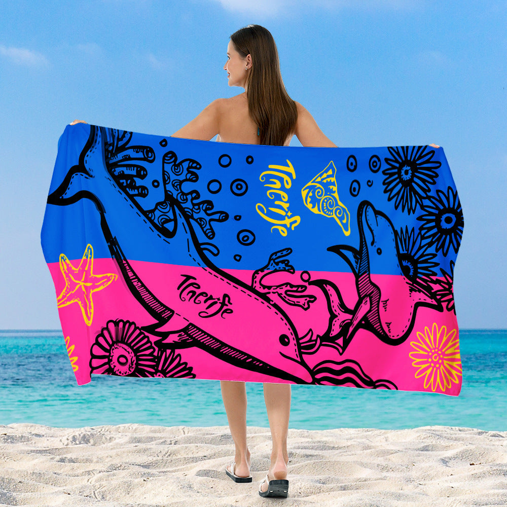 Beach towel with vibrant, colorful animal motif Kalsten