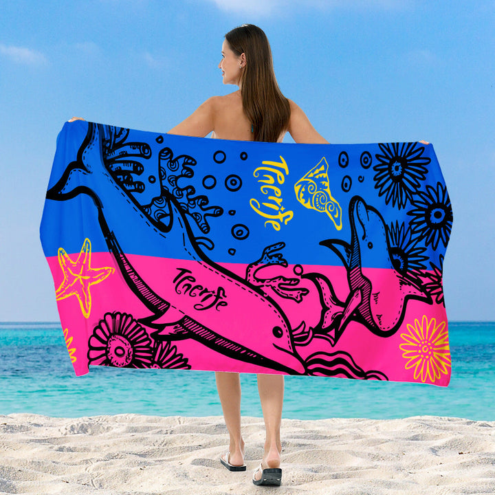Beach towel with vibrant, colorful animal motif Kalsten