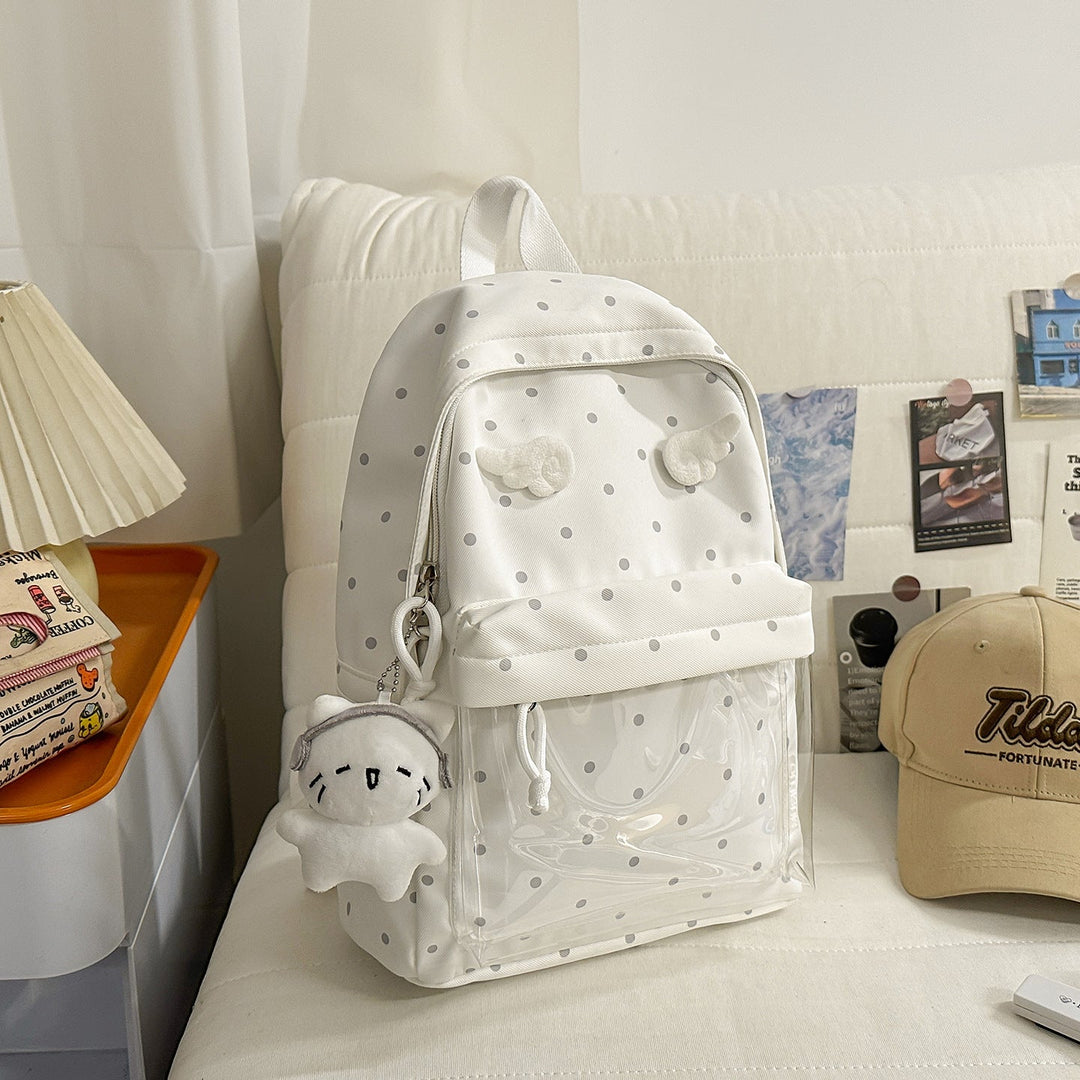 Cute Cartoon-Inspired Clear Pocket School Backpack