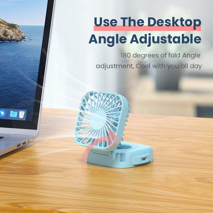 Cooling portable rechargeable folding mini fan with mirror and adjustable swivel stand Kalsten