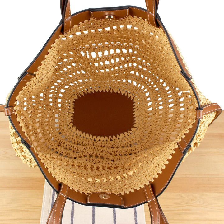 Braided Bast Handbag with Elegant Leather Accents Kalsten