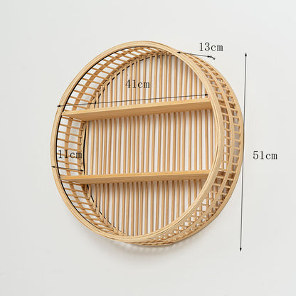 Round Wall Shelf Made of Natural Rattan Acalora