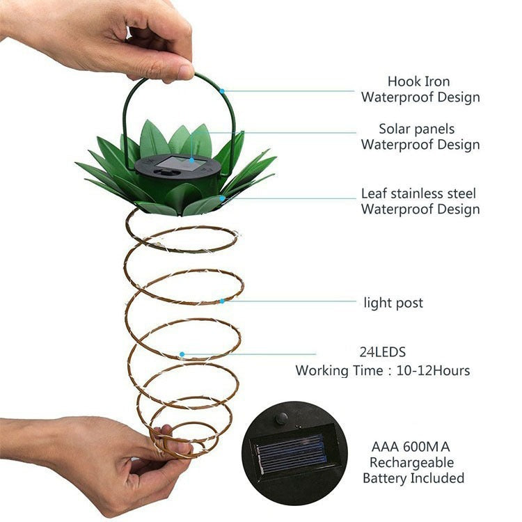 Spiral Pendant LED Hanging Planter Lamp With Faux Tropical Leaf Topper Kalsten