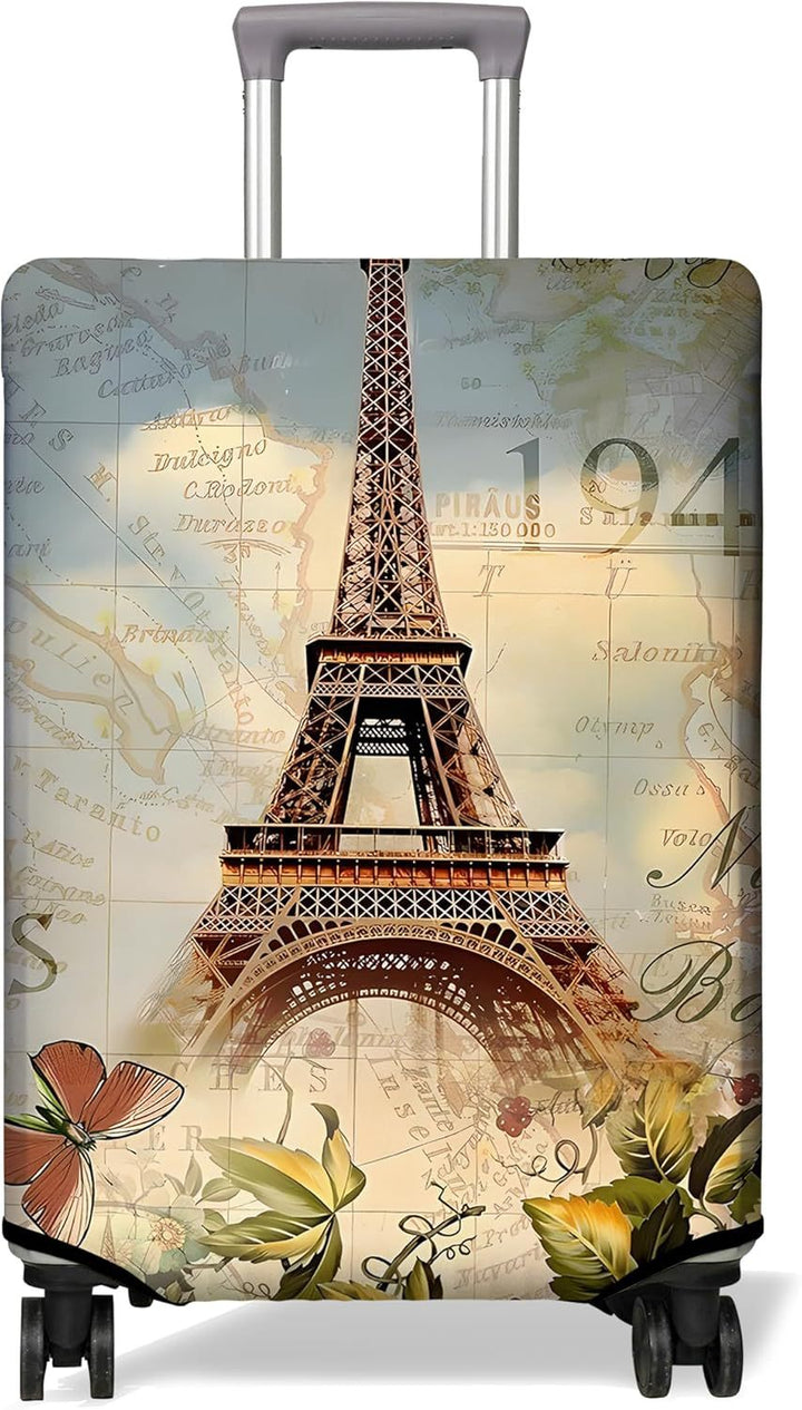 Unisex non-elastic suitcase cover with Paris motif and water-repellent stretch fabric for trolley Kalsten