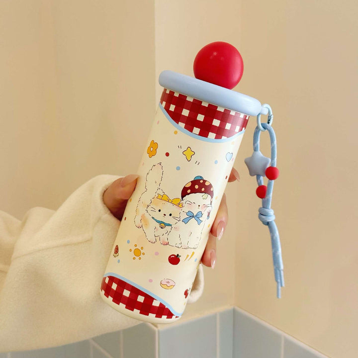 Women's insulated drinking bottle with practical carrying strap and cute animal motif Kalsten