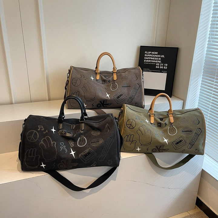 Travel bag with unique gray faux leather design Kalsten