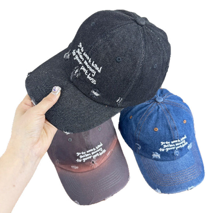 Women's Distressed Denim Statement Cap Kalsten