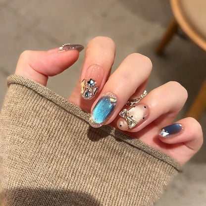 Artificial nail set with sparkling glitter accents Acalora