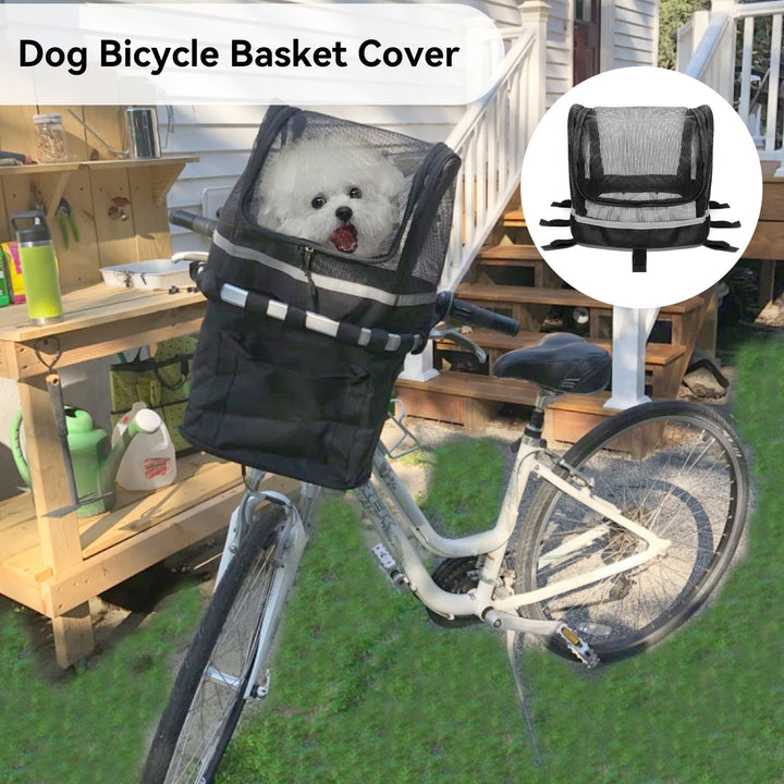 front-mounted breathable mesh bicycle pet basket canopy with reflective trim Kalsten