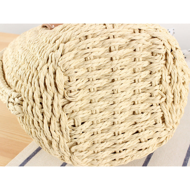 Braided tote bag with decorative leather accent Kalsten