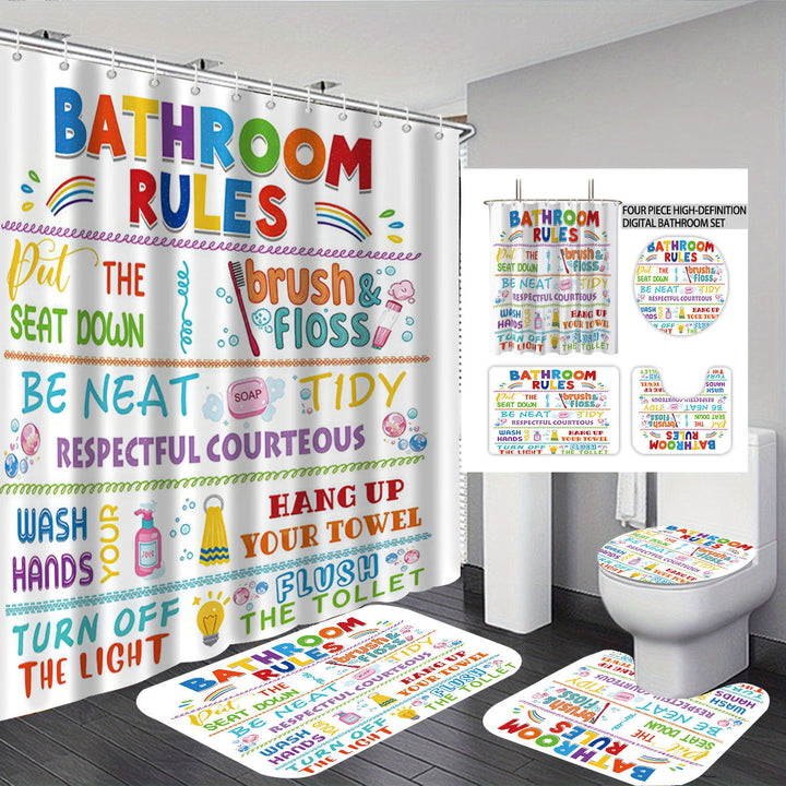 Bathroom Rules Digital Bathroom Décor Set Kalsten