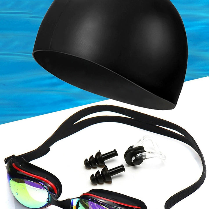 Swimming set with ergonomic swimming goggles and silicone cap Kalsten