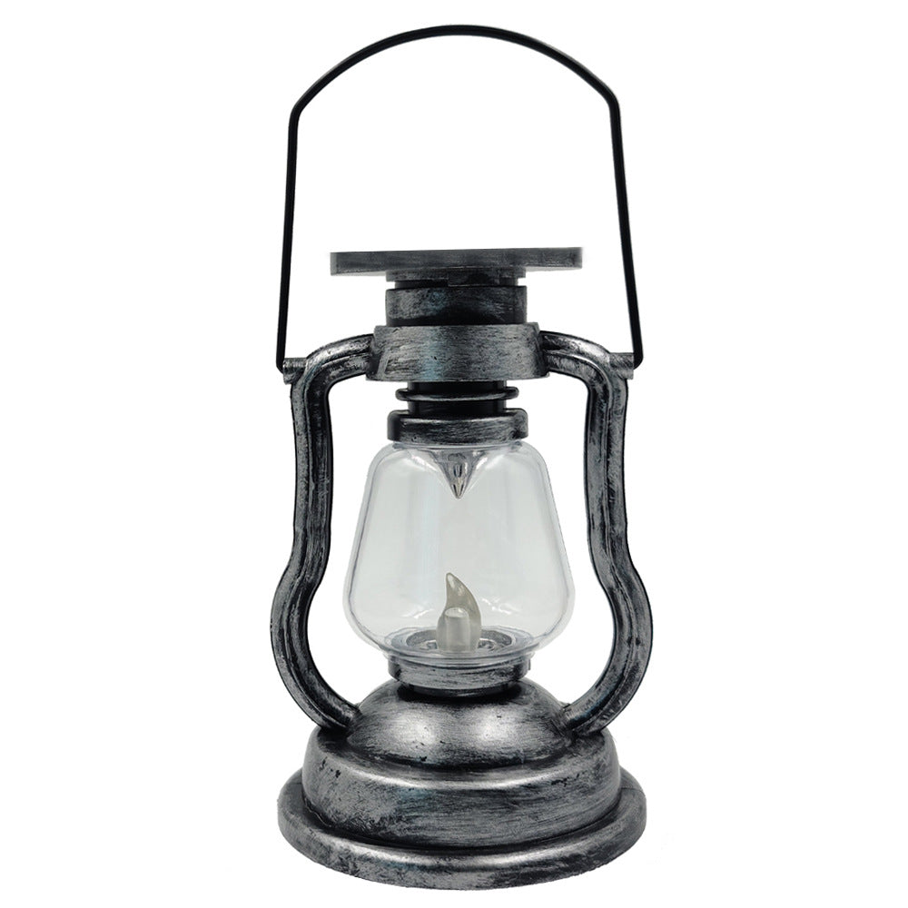 Antique-Style LED Hurricane Lantern With Flickering Flame Effect Glass Globe And Hanging Handle Portable Decorative Lamp Kalsten