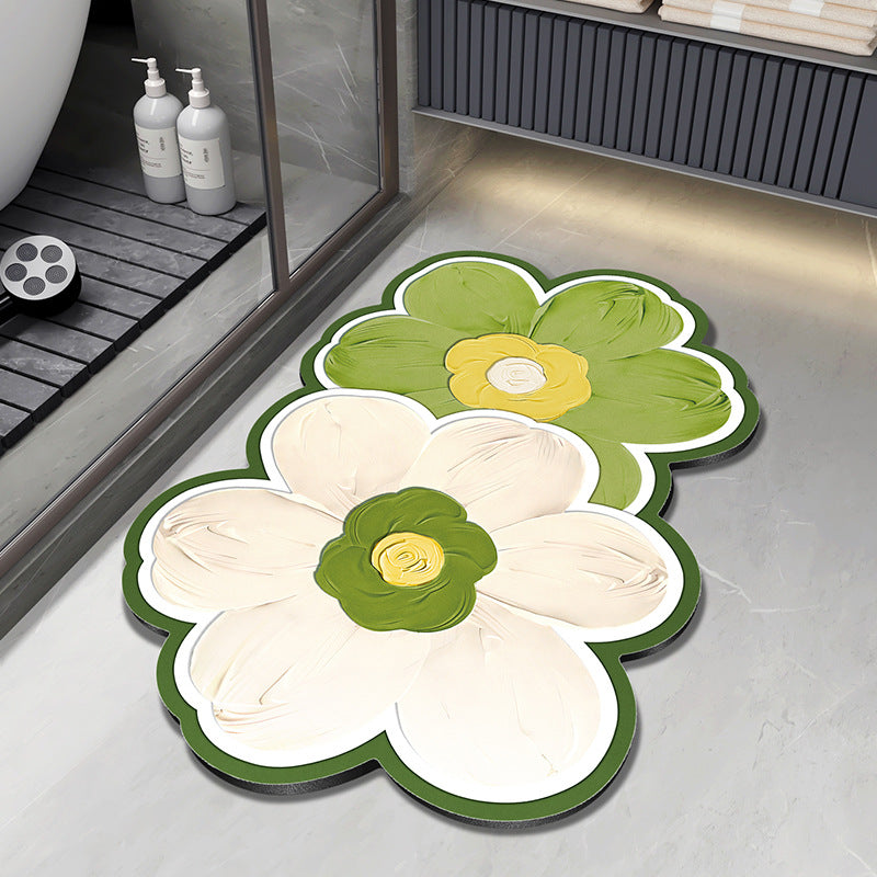 Floral Design Plush Bath Mat Kalsten