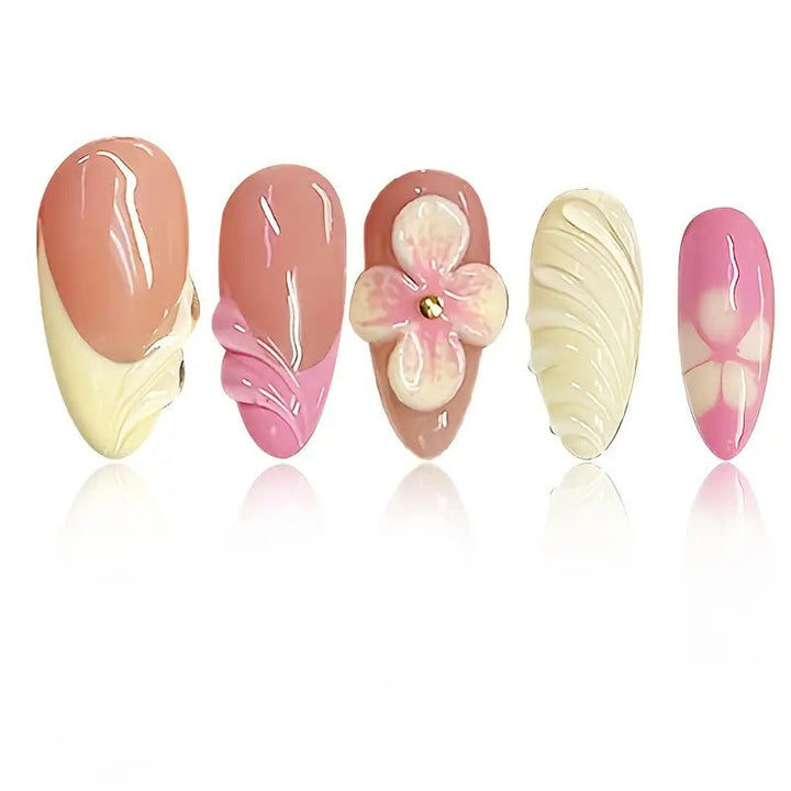 Artistic 3D Floral Press-On Nail Art Kalsten