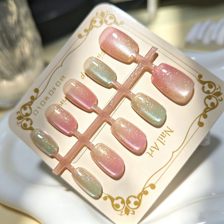 Iridescent Glitter Press-On Nail Tips Kalsten