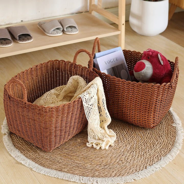 Handwoven Versatile Storage Basket with Ergonomic Handles Kalsten