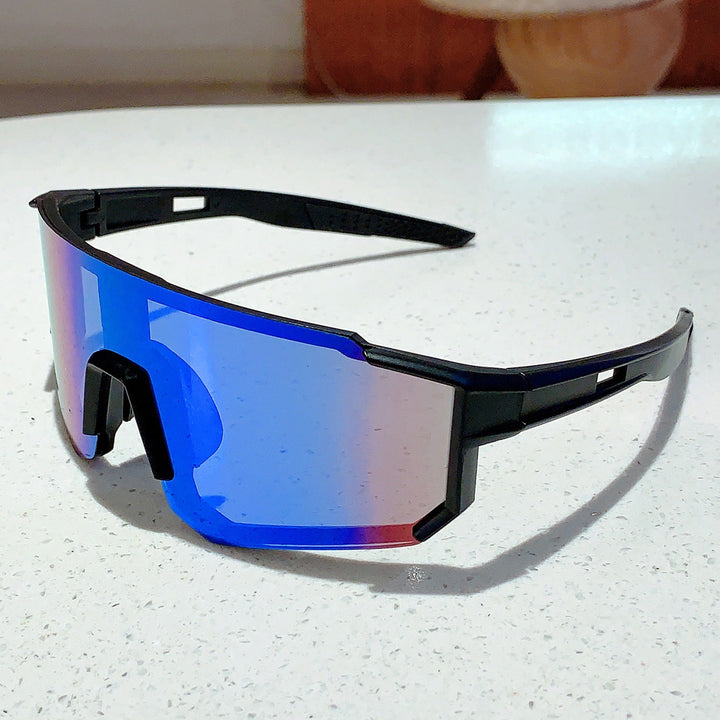 Unisex nan sporty shield sunglasses with continuous mirror lens and adjustable nose bridge Kalsten