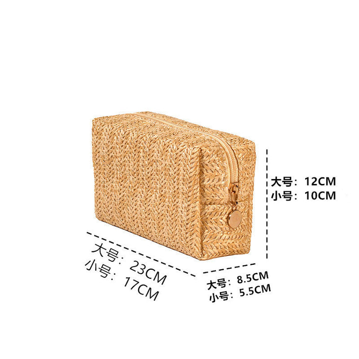 Cosmetic bag made of natural rafia material with elegant design Kalsten