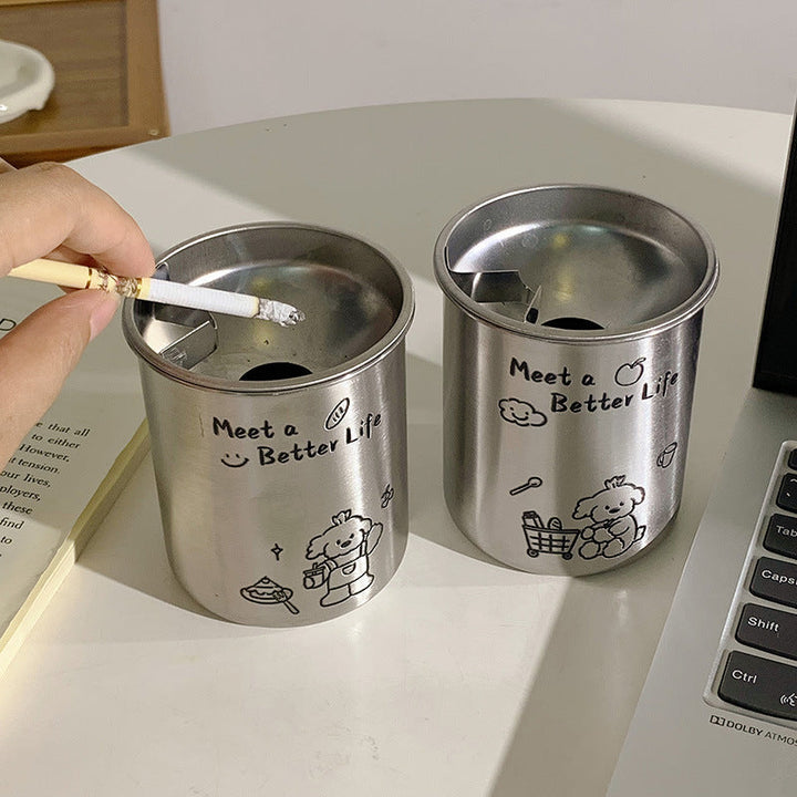 Stainless Steel Ashtray with Cute Animal Motif Kalsten