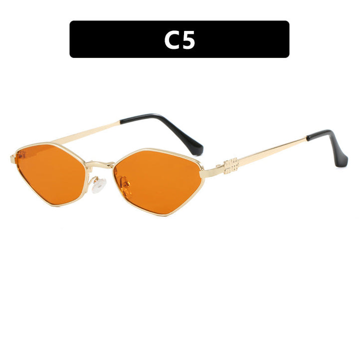Women's geometric sunglasses with glossy metal frame and polarized lenses Kalsten