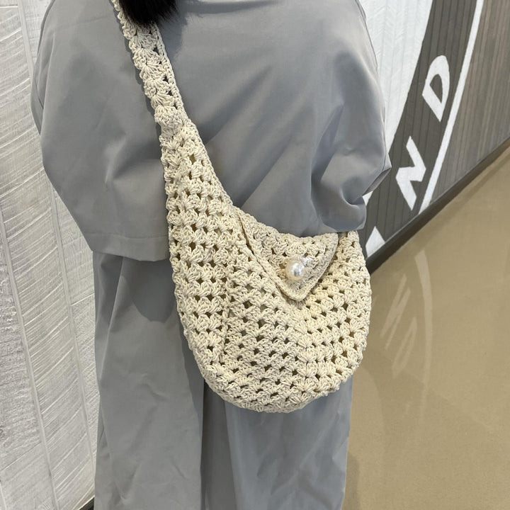 Hand-knotted shoulder bag with bead closure Kalsten