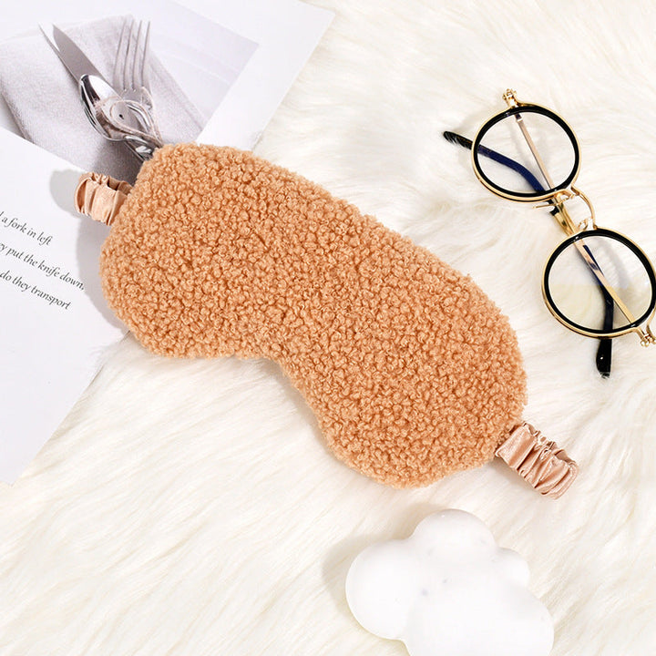 Women's cuddly thermo sleep mask made of teddy fleece with adjustable satin band Kalsten