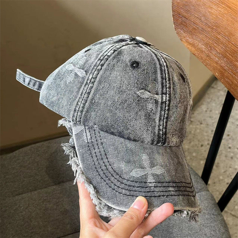 Women's Distressed Denim Fringe Baseball Cap Kalsten