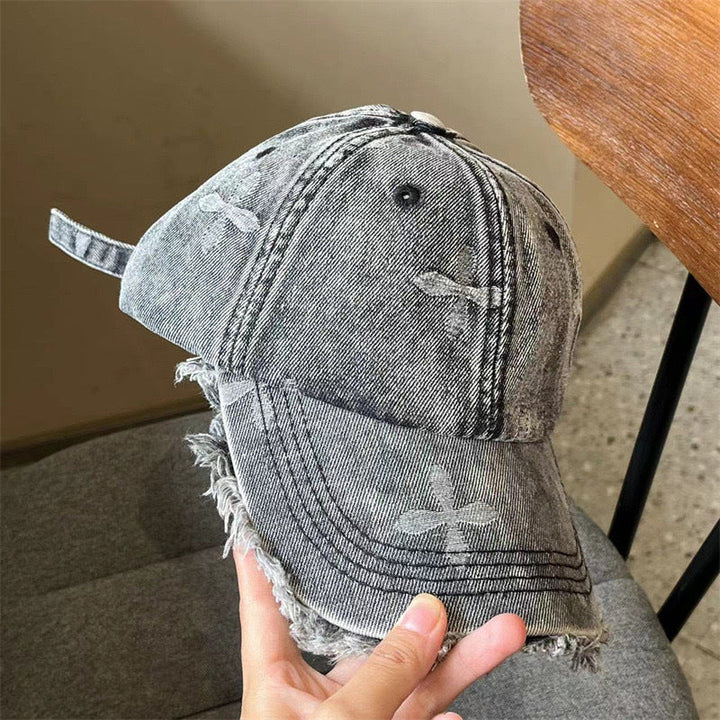 Women's Distressed Denim Fringe Baseball Cap Kalsten