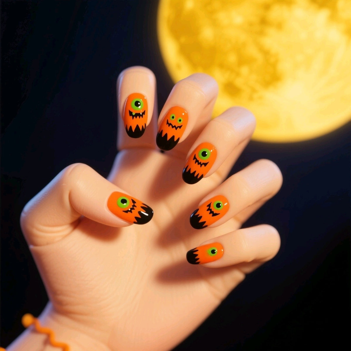Artificial nails with creepy skull design Acalora