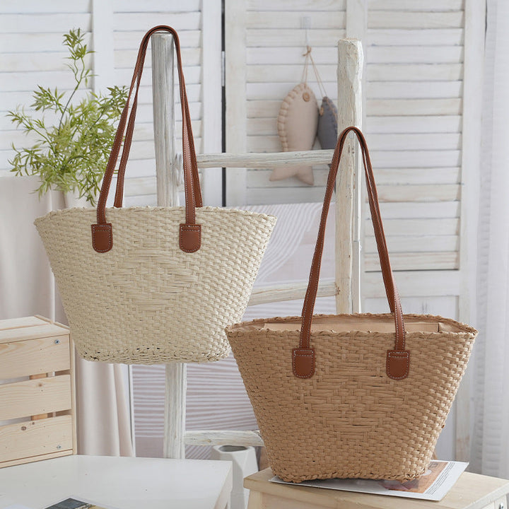 Elegant basket bag with high-quality leather handles Kalsten