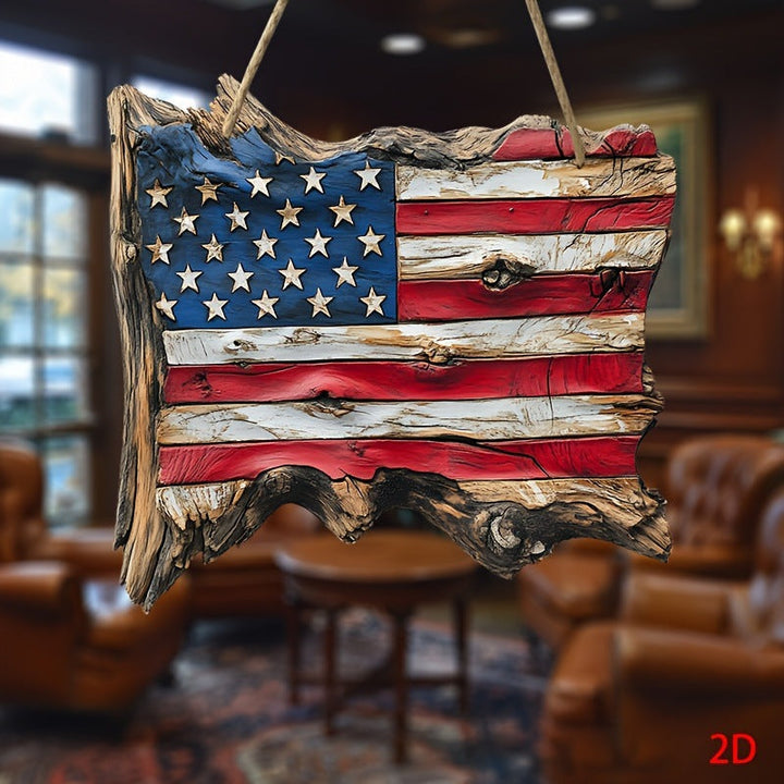 Unisex nan hand-finished rustic driftwood flag wall plaque with carved star relief and natural bark edge Kalsten