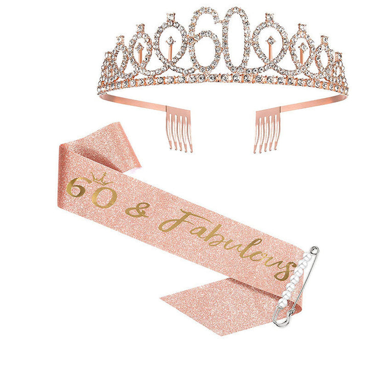 Ladies Sparkling Tiara with personalized 80th Birthday Inscription Kalsten