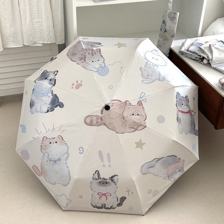 Women's Foldable Umbrella with Charming Cat Pattern Kalsten