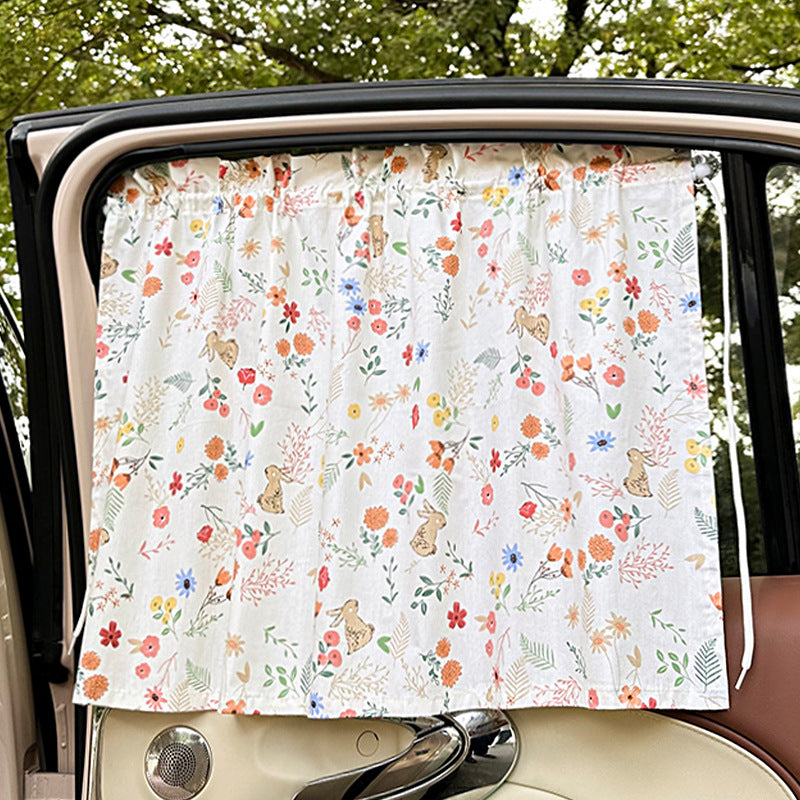 Unisex nan sun protection car curtain with elastic fastening strap and opaque cotton blend Kalsten