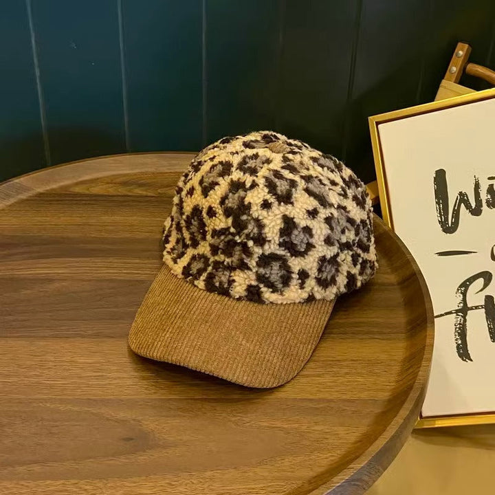 Women's Leopard Print Fleece Baseball Cap Kalsten