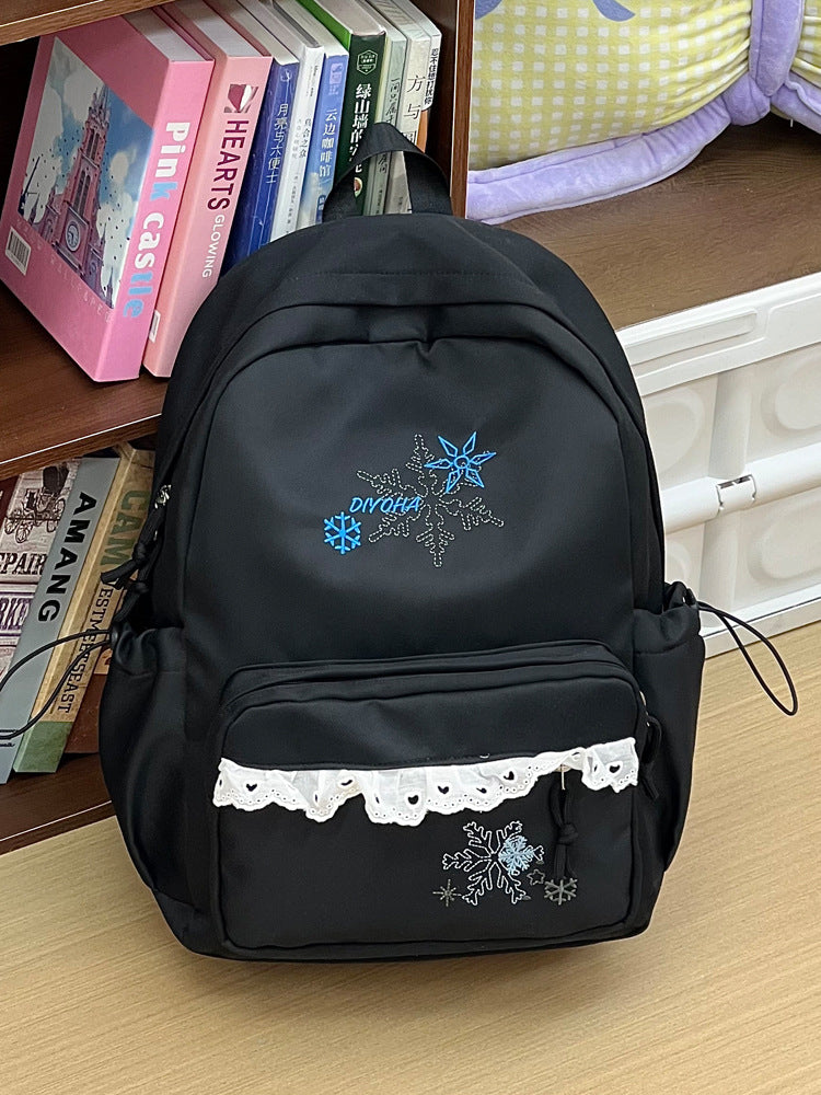 Embroidered Winter-Themed School Backpack