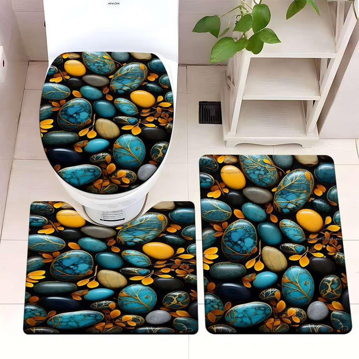 Decorative Rock and Butterfly Bathroom Mat Set Kalsten