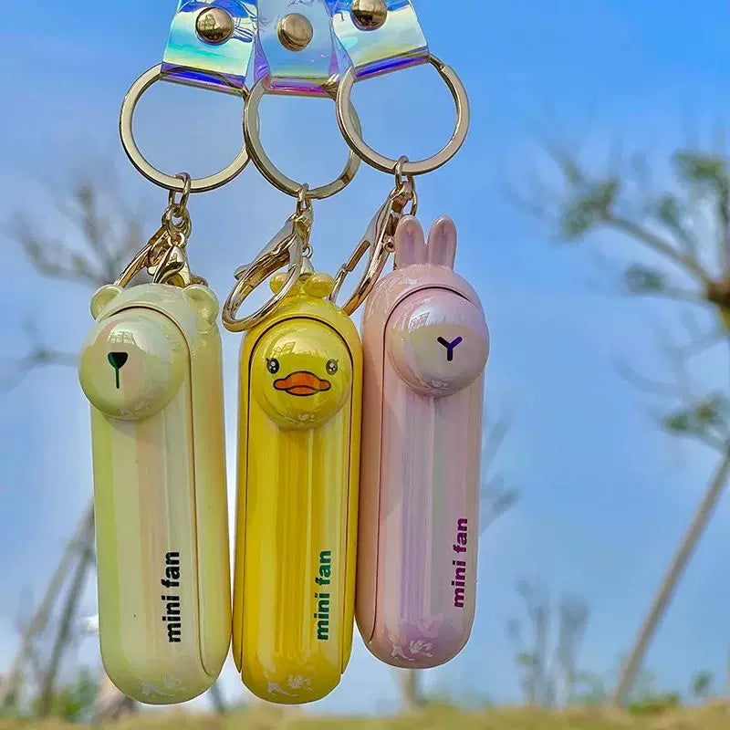 Unisex One Size Rechargeable Keychain Handheld Mini Fan with Wrist Strap and Novel Frog Charm Kalsten