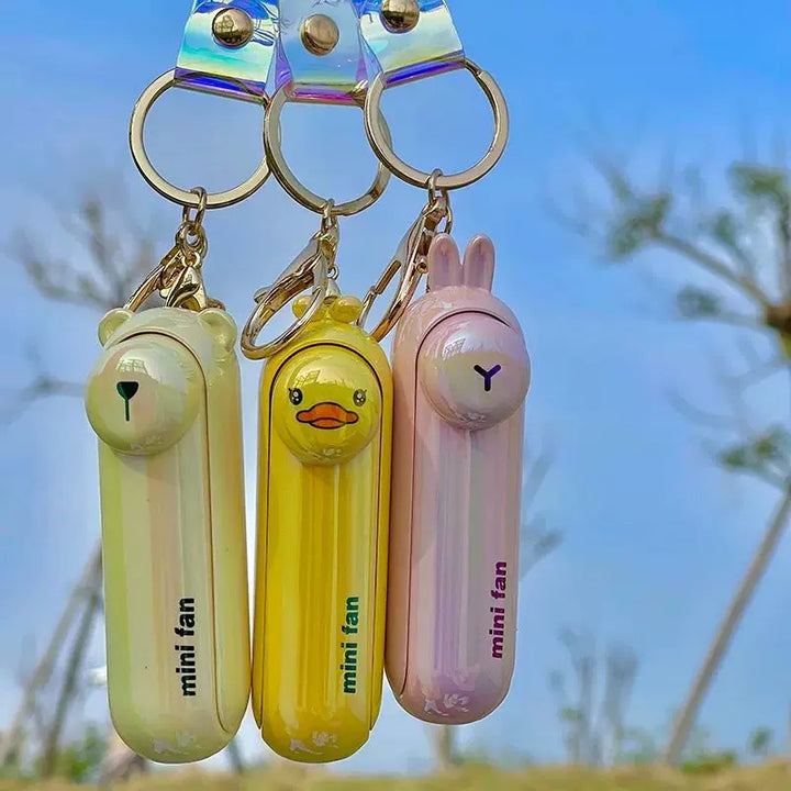 Unisex One Size Rechargeable Keychain Handheld Mini Fan with Wrist Strap and Novel Frog Charm Kalsten