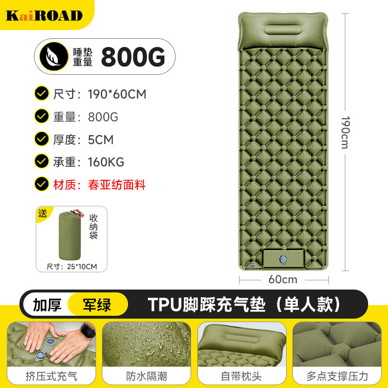 comfortable inflatable camping mat with integrated pillow and waterproof TPU surface Kalsten