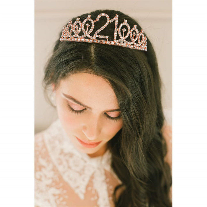Girl Glittering Birthday Crown and Sash Set Kalsten